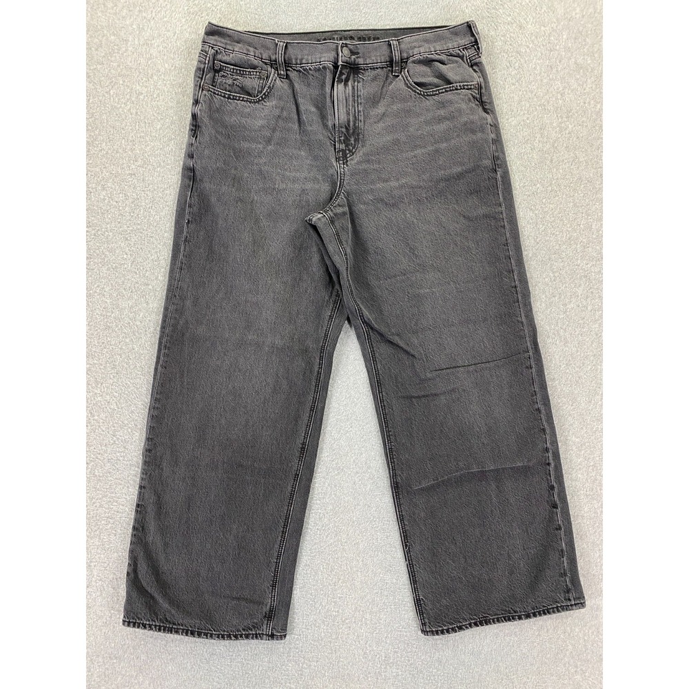 American Eagle Jeans Women 14 Stovepipe Hi-Rise Stretch Boho Preppy Black‎ Denim